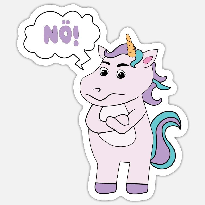 Statement Einhorn Lustiger sarkastischer Spruch Nö - Sticker Größe S (10 x 10 cm) - Mattweiß