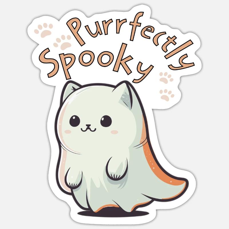 October Candy Creepy Cat Ghosts Sticker size S (10 x 10 cm)