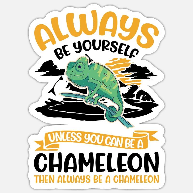 Alawys sois toi-même Chaméléon Chamäleon - Sticker taille S (10 x 10 cm) - blanc mat