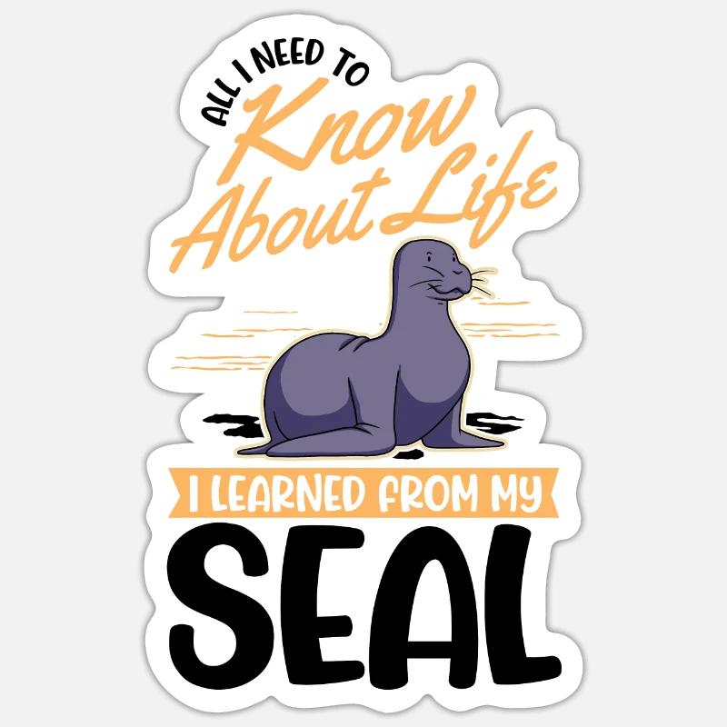 Robbe Geschenk Seehund Seelöwe - Sticker Größe S (10 x 10 cm) - Mattweiß