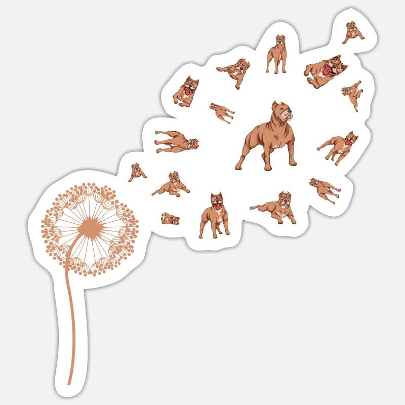Hunde Hundebesitzer Geschenk Pusteblume Pitbull - Sticker Größe S (10 x 10 cm) - Mattweiß