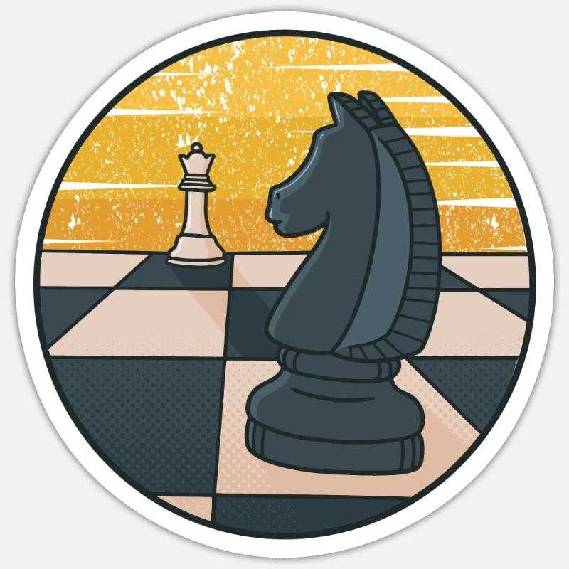 Retro Grandmaster Queen Player Échecs professionnels - Sticker taille S (10 x 10 cm) - blanc mat