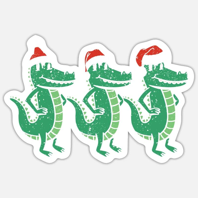 3 Weihnachtskrokodile Weihnachtsmann Xmas - Sticker Größe S (10 x 10 cm) - Mattweiß