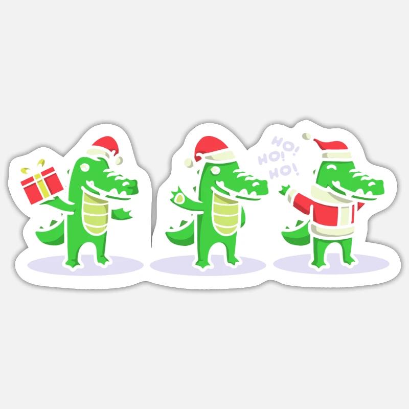 3 Weihnachtskrokodile Weihnachtsmann Xmas - Sticker Größe S (10 x 10 cm) - Mattweiß
