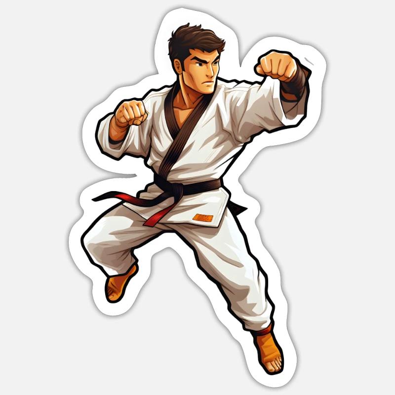 Karaté Combattant - Sticker taille S (10 x 10 cm) - blanc mat