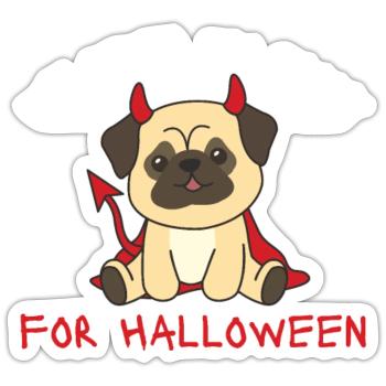 Pug it's never too early for Halloween devils - Sticker size S (10 x 10 cm) - white matte - Front