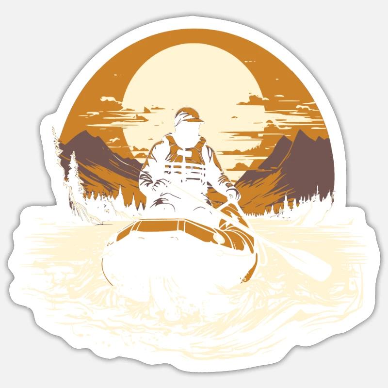 Rafting Sun - Sticker taille S (10 x 10 cm) - blanc mat