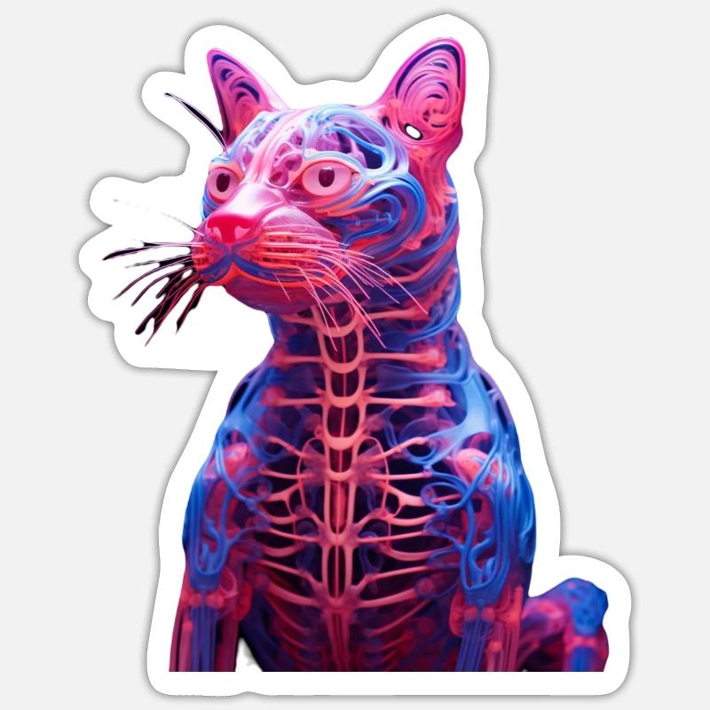 Sculpture De Chat Anatomie Lumineuse - Sticker taille S (10 x 10 cm) - blanc mat