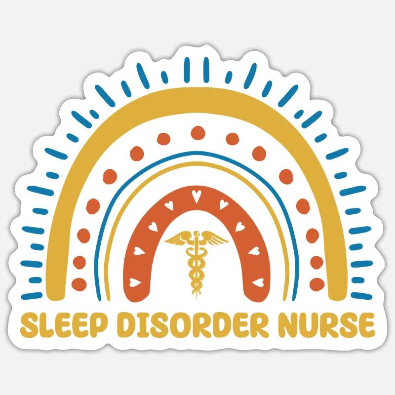 Schlaflabor Krankenschwester Boho Regenbogen - Sticker Größe S (10 x 10 cm) - Mattweiß