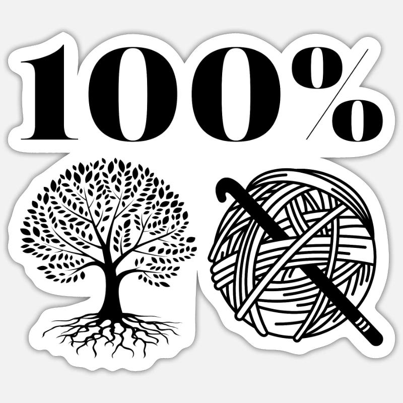 100% Baumwolle Baum Wolle Einhundert Prozent - Sticker Größe S (10 x 10 cm) - Mattweiß