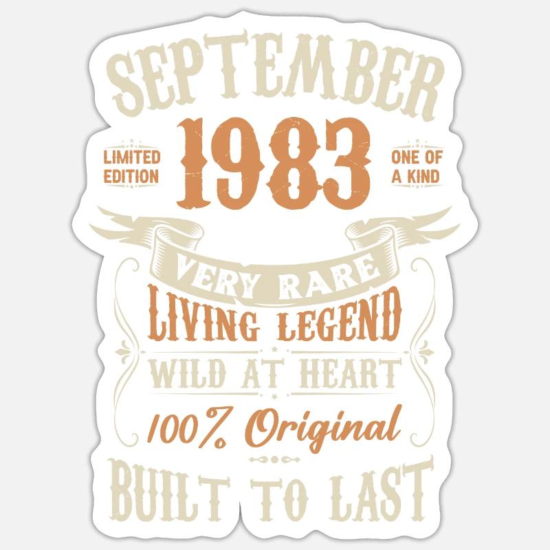 September 1983 Geburtstagsgeschenk - Sticker Größe S (10 x 10 cm) - Mattweiß