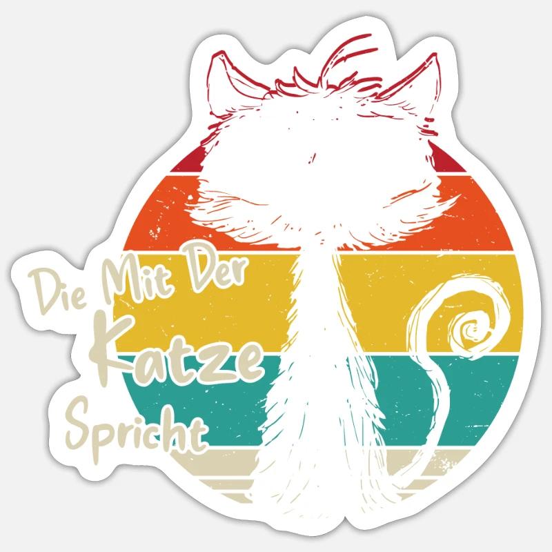 Die mit der Katze spricht - Sticker Größe S (10 x 10 cm) - Mattweiß