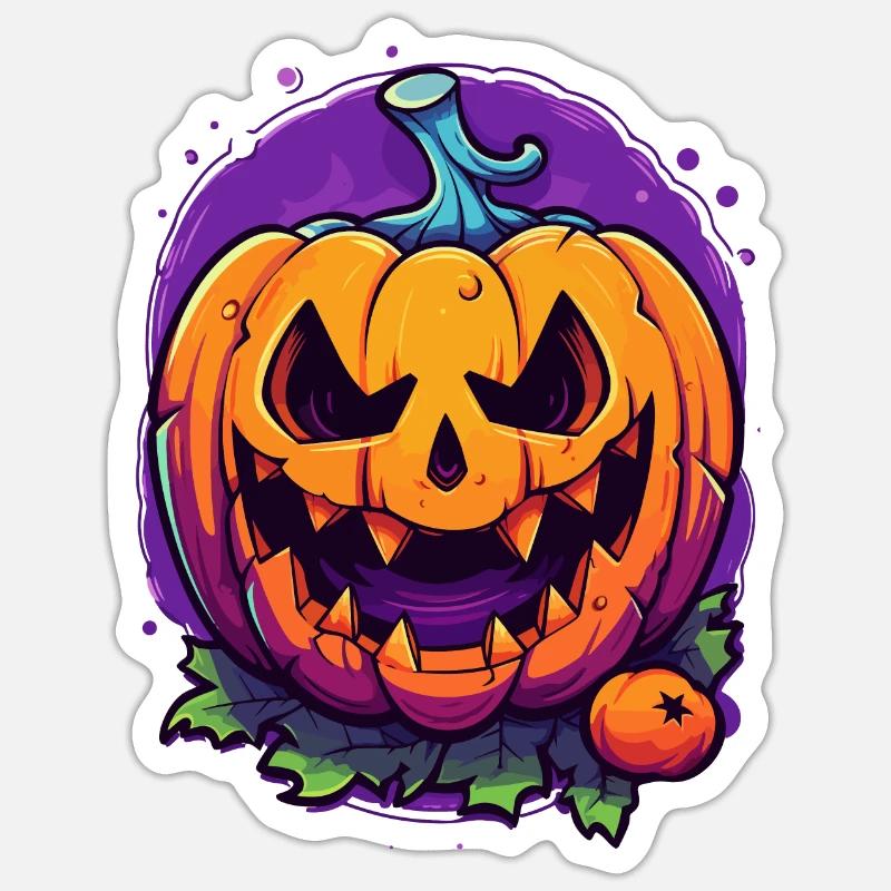 Süßes oder Saures: Gruseliger Halloween Kürbis Sticker Größe S (10 x 10 cm)