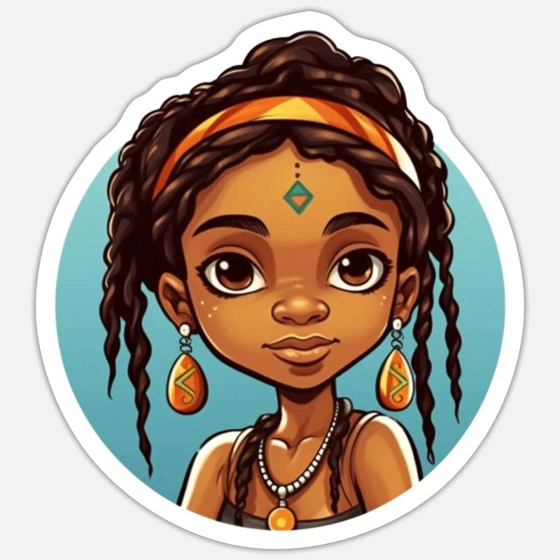 Afro Schwarz Kind Junge Mädchen Ethno Geschenkidee Sticker Größe S (10 x 10 cm)
