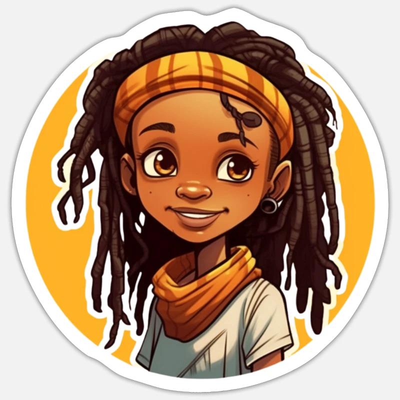 Lässiger Dreadlocks-Stil mit bunter Kopfbedeckung - Sticker Größe S (10 x 10 cm) - Mattweiß
