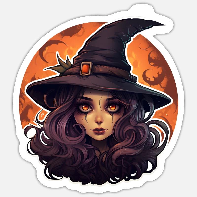 Witch Halloween Cute - Sticker size S (10 x 10 cm) - white matte