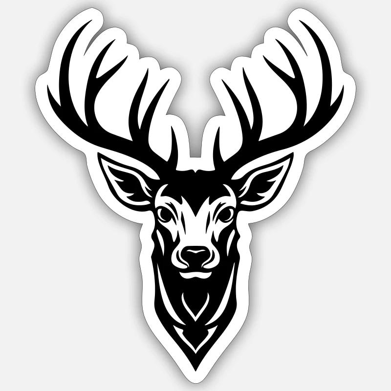 Hirsch Silhouette Kopf Geweih - Sticker Größe S (10 x 10 cm) - Mattweiß