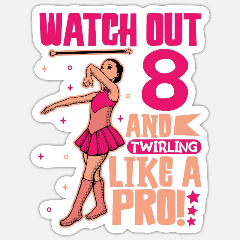 Ich bin 8 - Mädchen Twirling Sticker Größe S (10 x 10 cm)