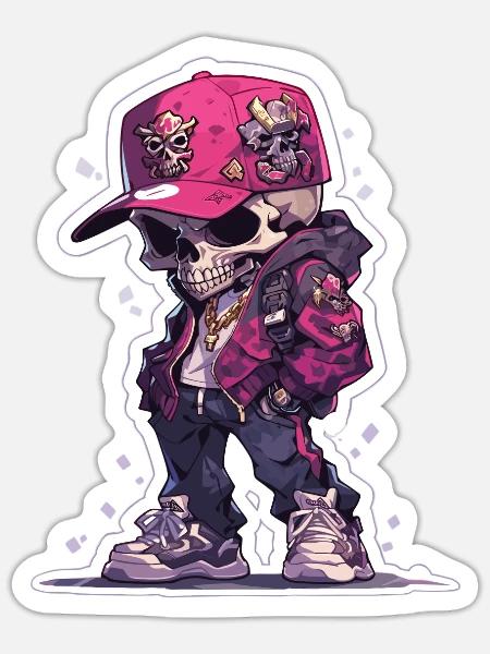 Totenkopf - Sticker Größe S (10 x 10 cm) - Mattweiß