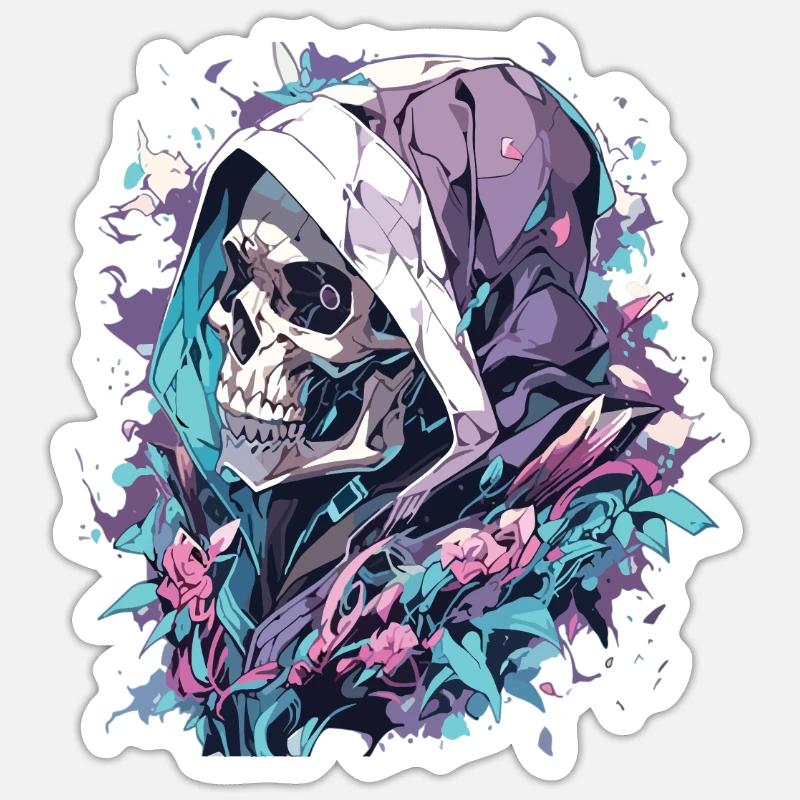 Crâne - Sticker taille S (10 x 10 cm) - blanc mat