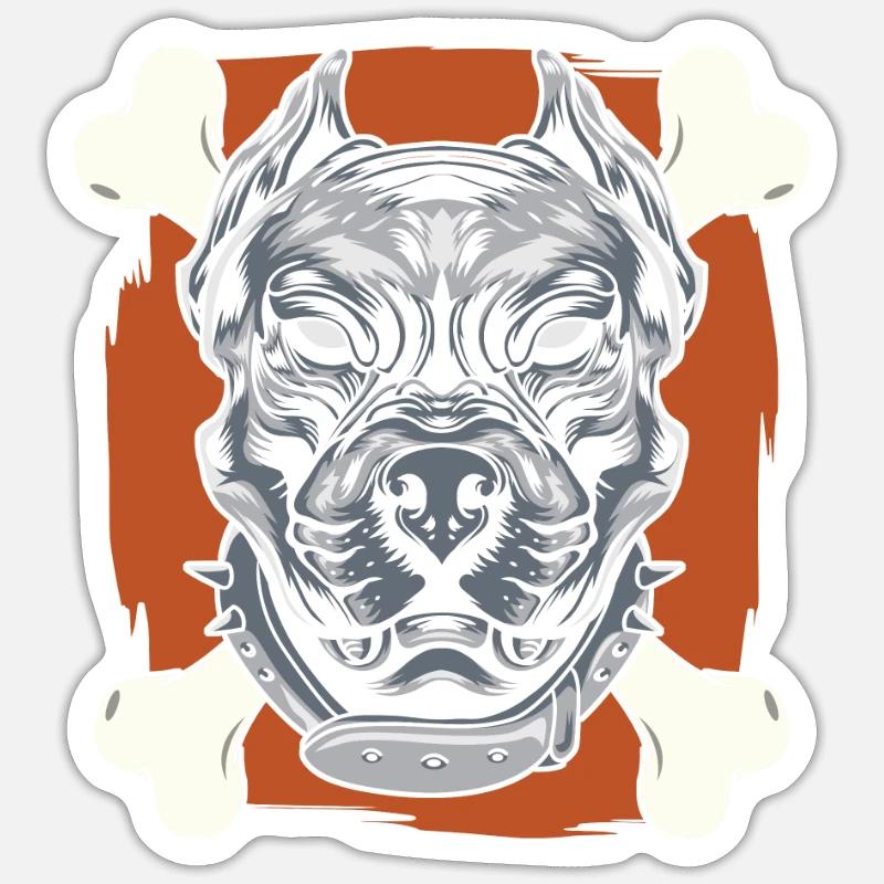 Pitbull Knochen Pitbull Verbot - Sticker Größe S (10 x 10 cm) - Mattweiß