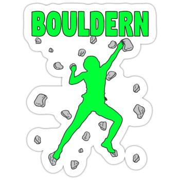Bouldern Boulder Klettern Boulderer Bouldering - Sticker Größe S (10 x 10 cm) - Mattweiß - Vorne