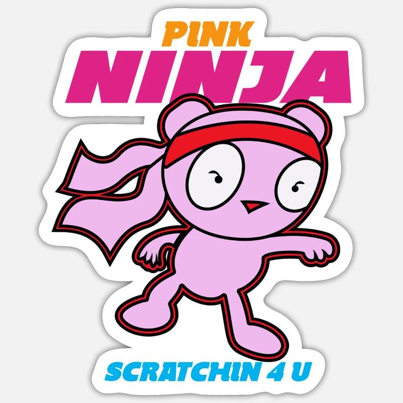 Pinkninja4U - Sticker taille S (10 x 10 cm) - blanc mat