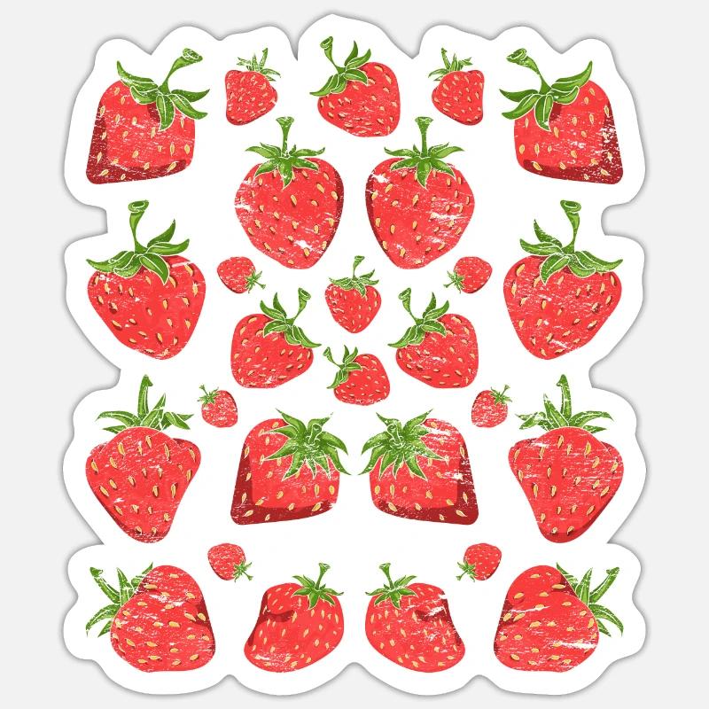Erdbeeren Rote Beeren Obst Geschenk Erdbeere Sticker Größe S (10 x 10 cm)