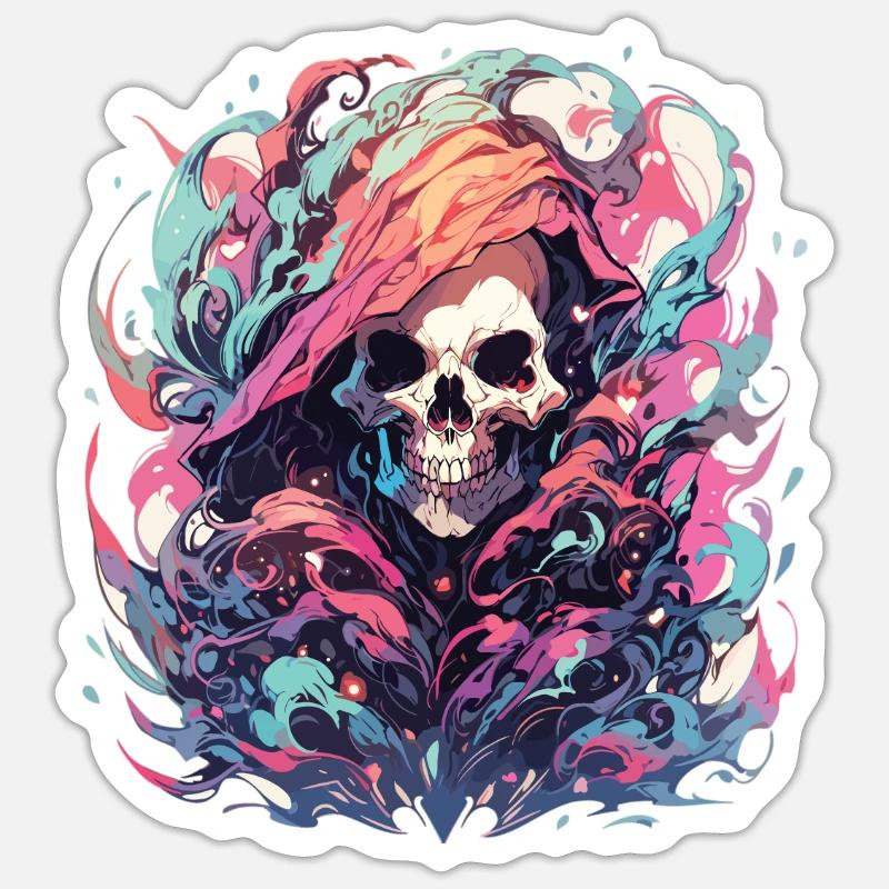 Crâne - Sticker taille S (10 x 10 cm) - blanc mat