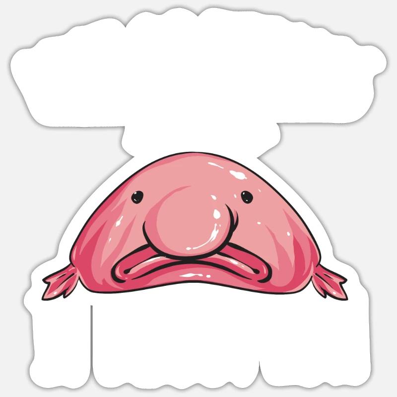 Poisson blob - Sticker taille S (10 x 10 cm) - blanc mat