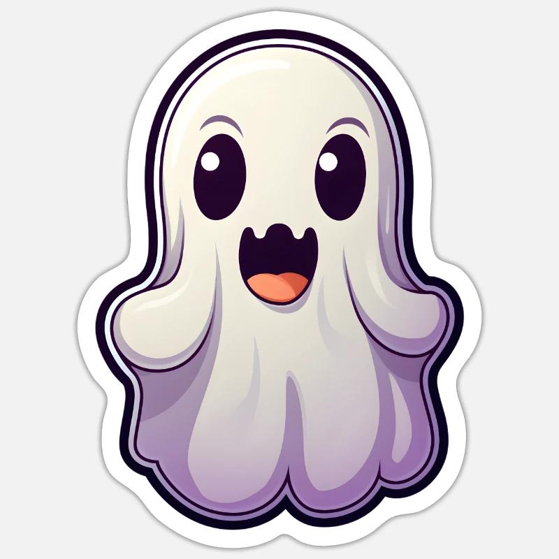 Fantôme de Kawaii - Sticker taille S (10 x 10 cm) - blanc mat