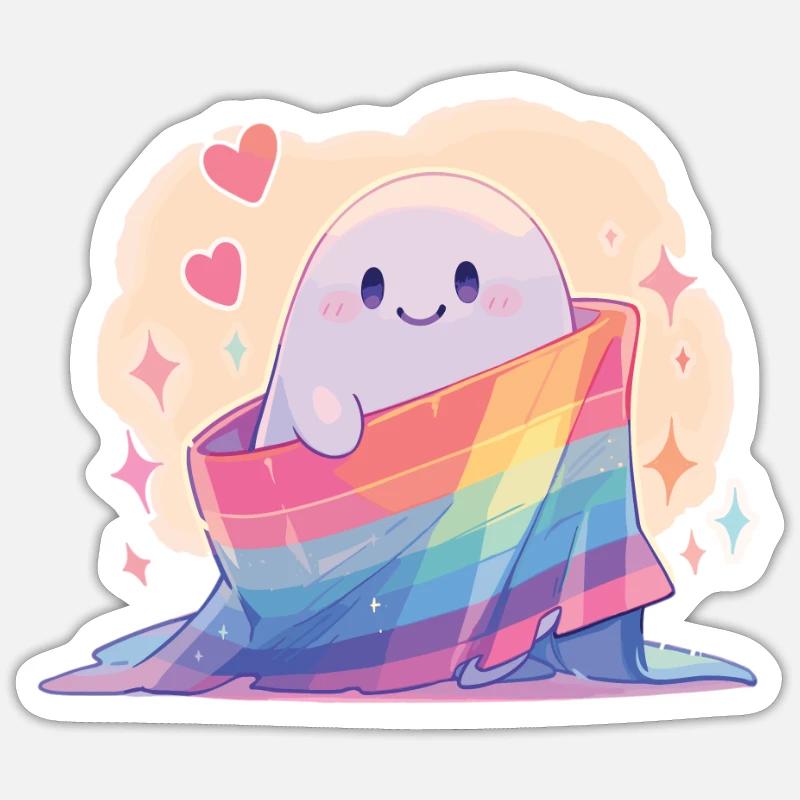 Ghost Lgbt Ghost Lgbt Flag - Sticker taille S (10 x 10 cm) - blanc mat