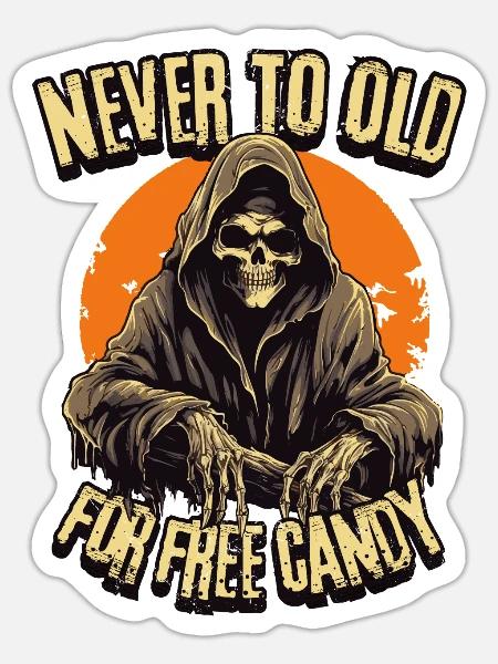 Grim Reaper Halloween Vollmond - Süßes oder Saures - Sticker Größe S (10 x 10 cm) - Mattweiß