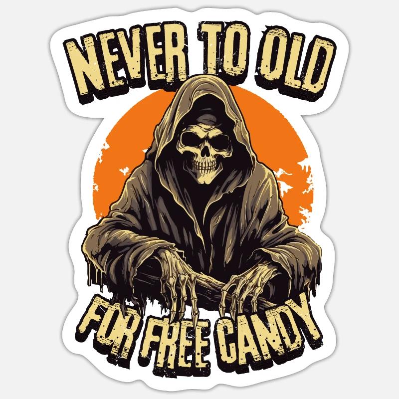 Grim Reaper Halloween Vollmond - Süßes oder Saures - Sticker Größe S (10 x 10 cm) - Mattweiß