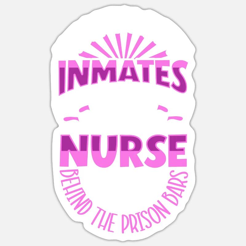Pfleger hinter Gittern - Pflegekraft im Vollzug - Sticker Größe S (10 x 10 cm) - Mattweiß