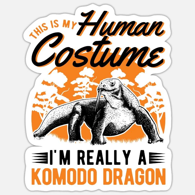Komodowaran Human Costume Waran - Sticker Größe S (10 x 10 cm) - Mattweiß