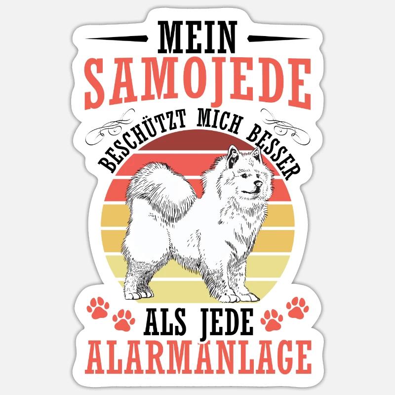 Samojede beschützt mich Samojedenspitz - Sticker Größe S (10 x 10 cm) - Mattweiß
