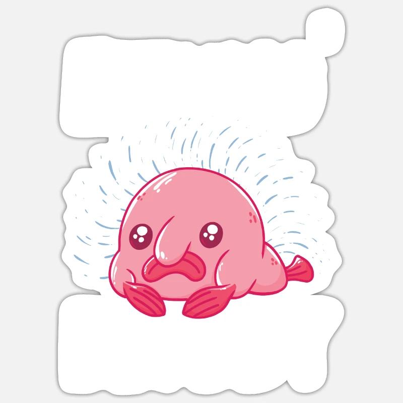 Poisson blob - Sticker taille S (10 x 10 cm) - blanc mat