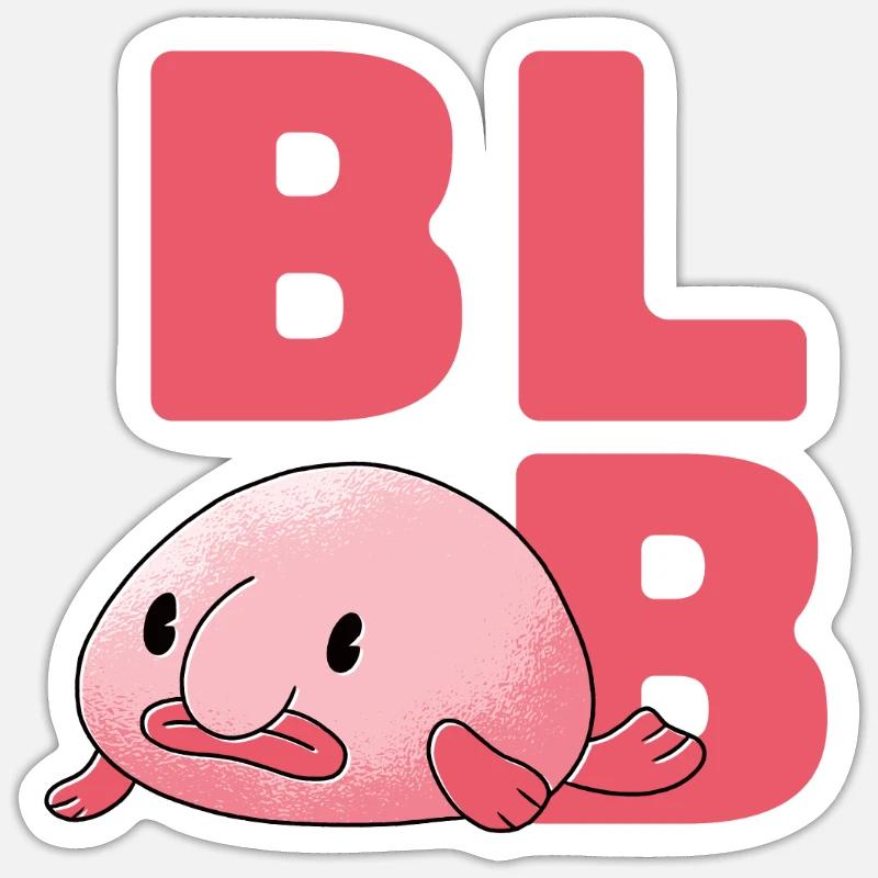 Poisson blob - Sticker taille S (10 x 10 cm) - blanc mat