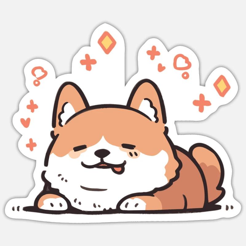 Corgi Corgi Chien Mignon Corgi Corgis - Sticker taille S (10 x 10 cm) - blanc mat