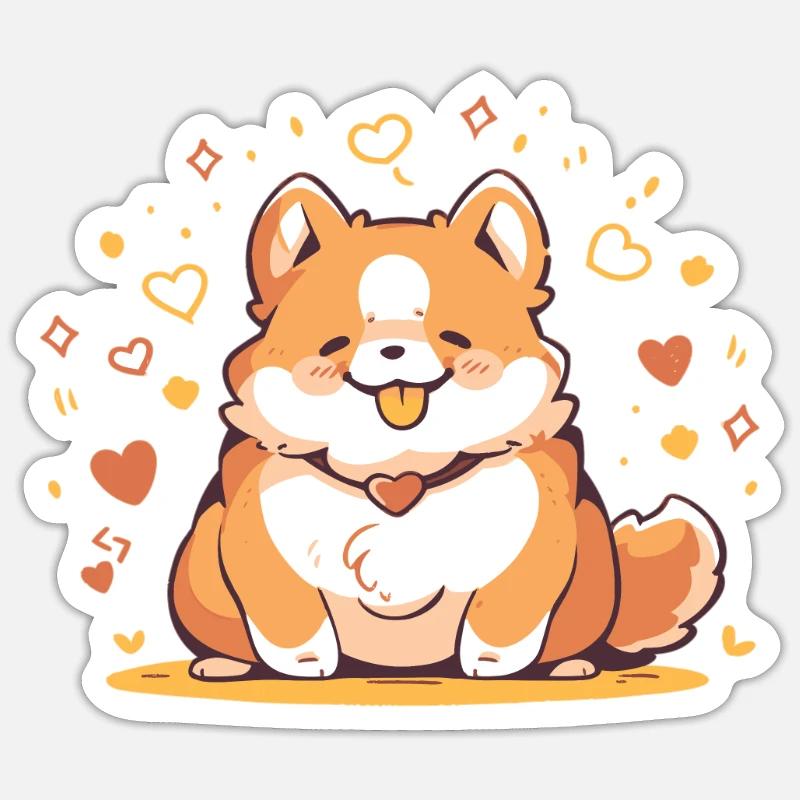 Corgi Corgi Chien Mignon Corgi Corgis - Sticker taille S (10 x 10 cm) - blanc mat