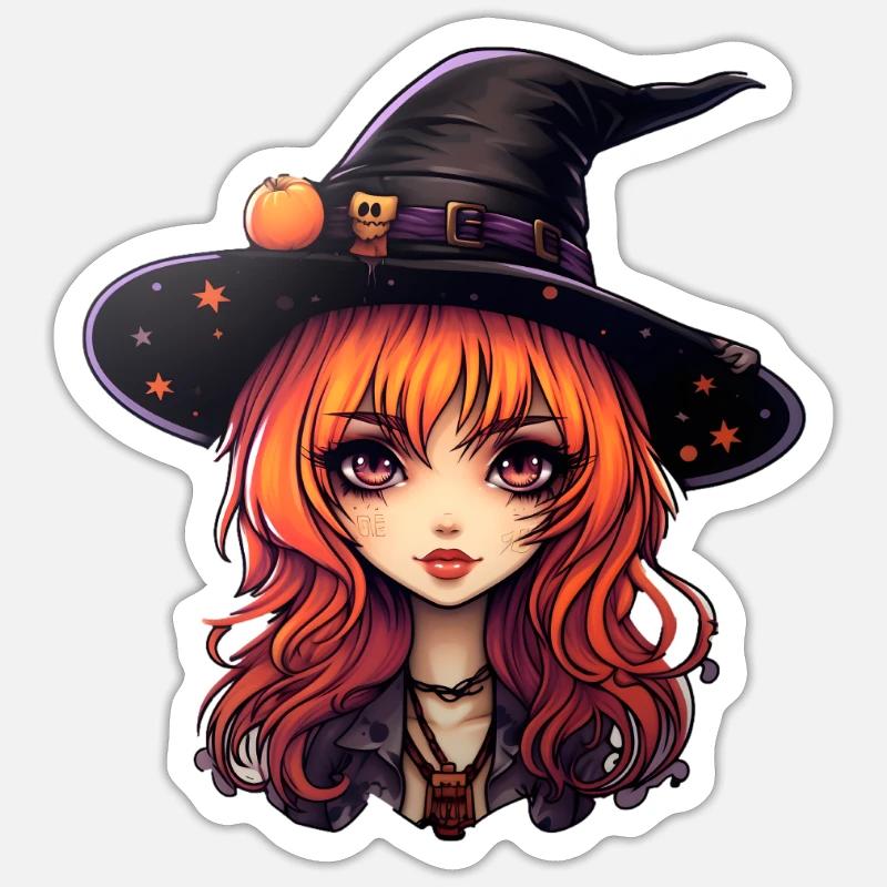 Cute witch - Sticker size S (10 x 10 cm) - white matte