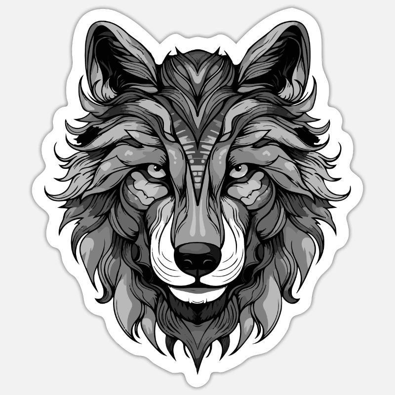 Wolf Portrait - Sticker size S (10 x 10 cm) - white matte