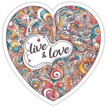 Buntes Herz - vivre et aimer - Sticker taille S (10 x 10 cm) - blanc mat - Devant
