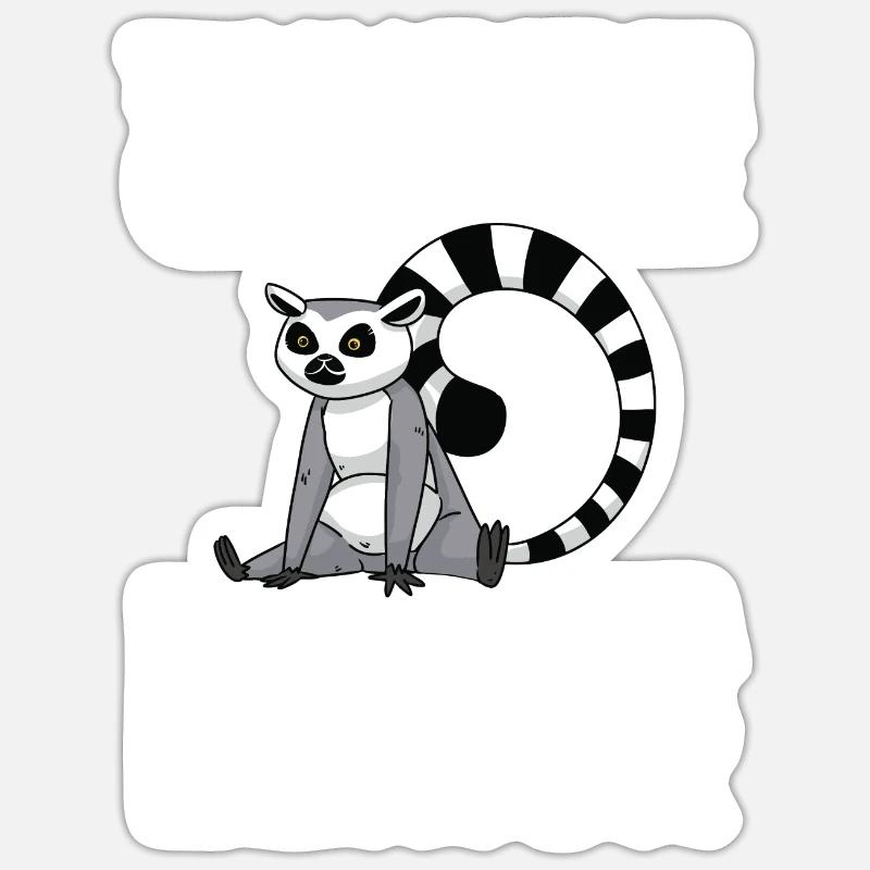 Lemur Catta Ring-tailed lemur - Sticker size S (10 x 10 cm) - white matte