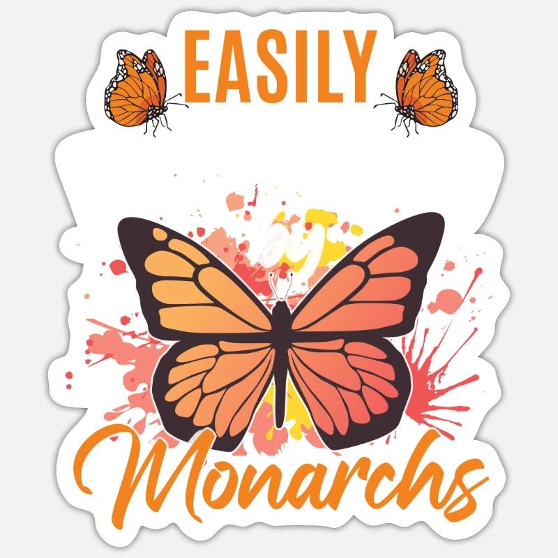 Easily Distracted By Monarchs - Sticker size S (10 x 10 cm) - white matte