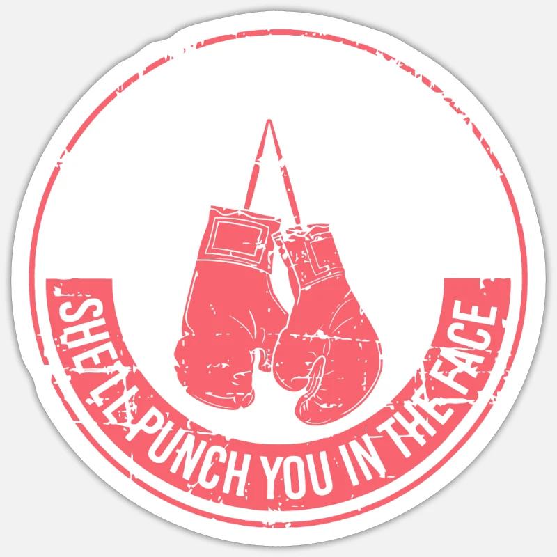 Sie wird dir ins Gesicht schlagen Boxmädchen Sticker Größe S (10 x 10 cm)