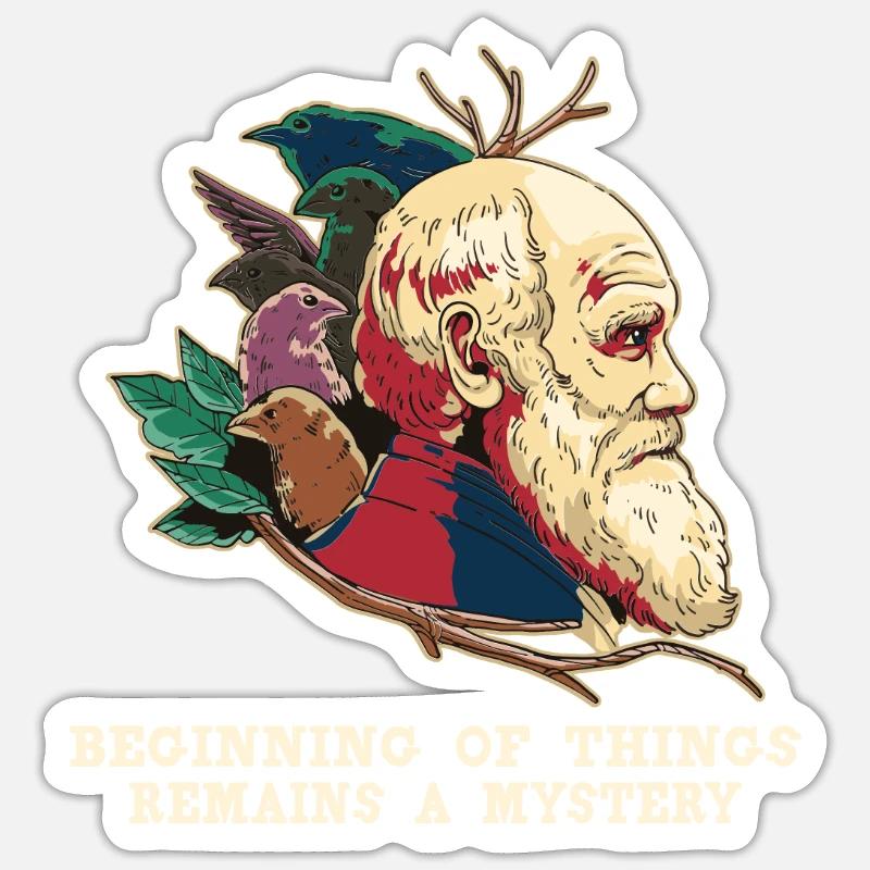 Charles Darwin Athéisme athée - Sticker taille S (10 x 10 cm) - blanc mat