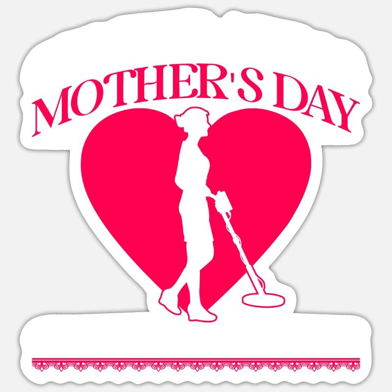 Metalldetektor Sondengänger Mama Muttertag - Sticker Größe S (10 x 10 cm) - Mattweiß