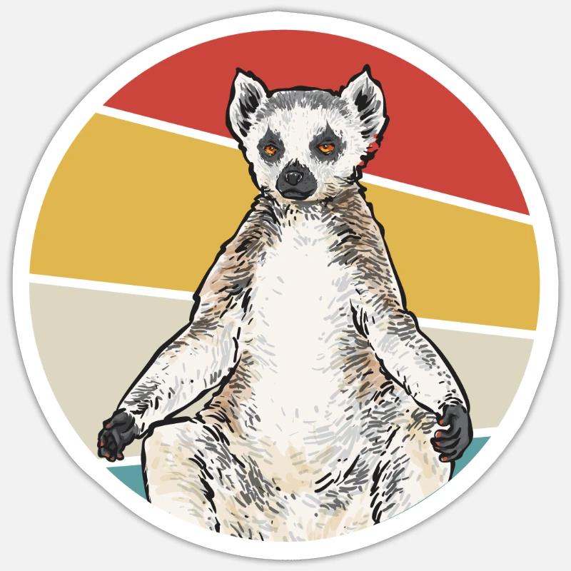 Lémurien à queue annelée - Sticker taille S (10 x 10 cm) - blanc mat